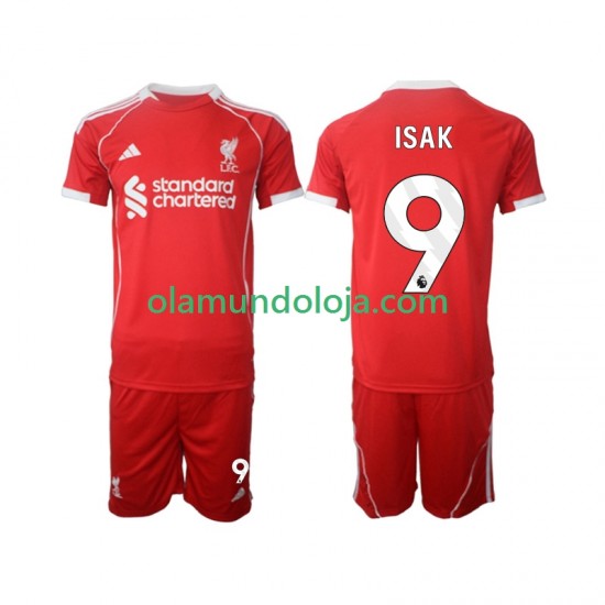 Camisola Liverpool ISAK 9 Criança Equipamento Primeiro 2025-2026 Manga Curta